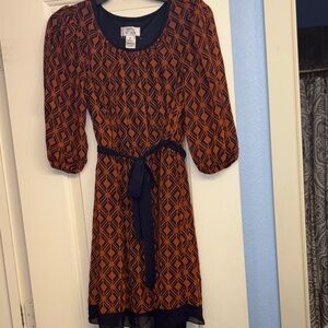 Sweet Storm navy and rust  geometric color block Dress